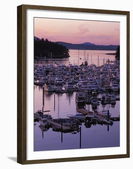 Roche Harbor Marina At dusk, San Juan Island, Washington, USA-Charles Gurche-Framed Premium Photographic Print