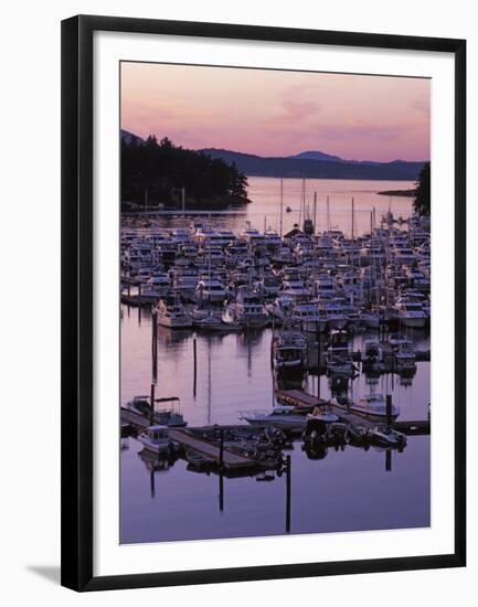 Roche Harbor Marina At dusk, San Juan Island, Washington, USA-Charles Gurche-Framed Premium Photographic Print