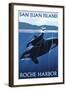 Roche Harbor - San Juan Island, Washington - Orca and Calf-Lantern Press-Framed Art Print