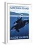 Roche Harbor - San Juan Island, Washington - Orca and Calf-Lantern Press-Framed Art Print