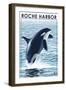 Roche Harbor, WA - Orca Jumping-Lantern Press-Framed Art Print