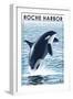 Roche Harbor, WA - Orca Jumping-Lantern Press-Framed Art Print