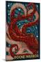 Roche Harbor, Washington - Octopus Mosaic-Lantern Press-Mounted Art Print