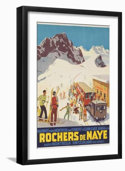 Rochers De Naye, Swiss Ski Travel Poster-null-Framed Giclee Print