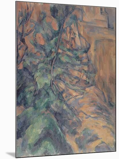 Rochers et branches à Bibémus-Paul Cézanne-Mounted Giclee Print