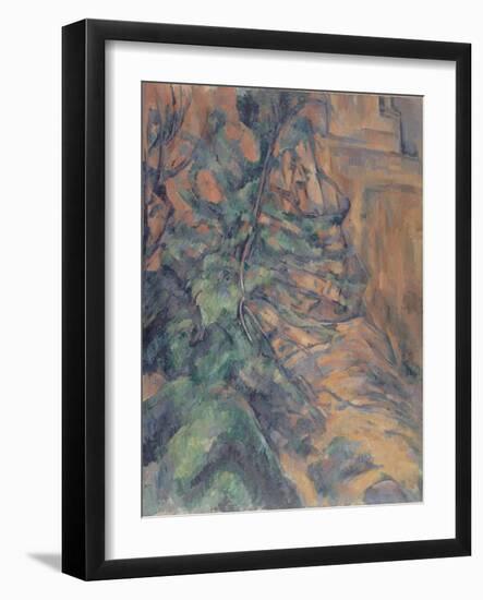 Rochers et branches à Bibémus-Paul Cézanne-Framed Giclee Print