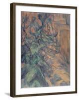 Rochers et branches à Bibémus-Paul Cézanne-Framed Giclee Print