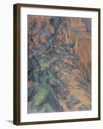 Rochers et branches à Bibémus-Paul Cézanne-Framed Giclee Print
