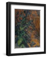 Rochers et branches à Bibémus-Paul Cézanne-Framed Premium Giclee Print