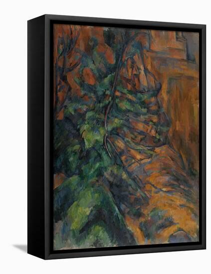 Rochers et branches à Bibémus-Paul Cézanne-Framed Stretched Canvas