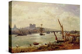 Rochester Cathedral and Castle, C.1820-30 (Oil on Panel)-Frederick Nash-Stretched Canvas