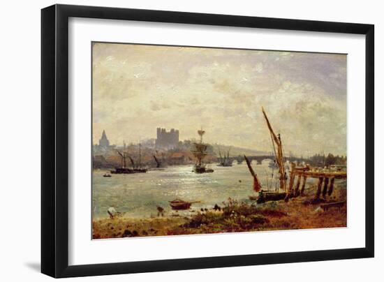 Rochester Cathedral and Castle, C.1820-30 (Oil on Panel)-Frederick Nash-Framed Giclee Print