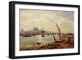 Rochester Cathedral and Castle, C.1820-30 (Oil on Panel)-Frederick Nash-Framed Giclee Print