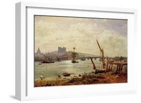 Rochester Cathedral and Castle, C.1820-30 (Oil on Panel)-Frederick Nash-Framed Giclee Print