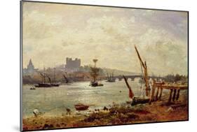 Rochester Cathedral and Castle, C.1820-30 (Oil on Panel)-Frederick Nash-Mounted Giclee Print