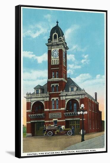 Rochester, Minnesota - Central Fire Station Exterior View-Lantern Press-Framed Stretched Canvas