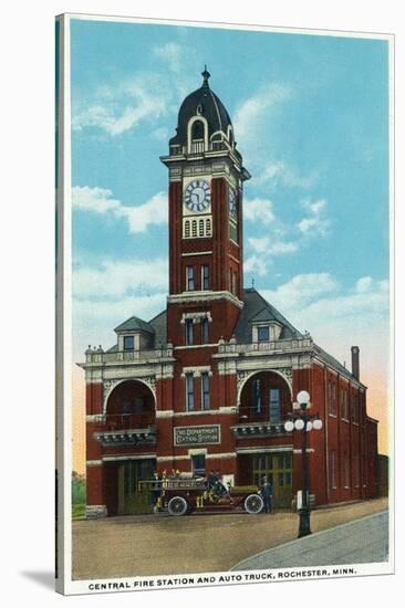 Rochester, Minnesota - Central Fire Station Exterior View-Lantern Press-Stretched Canvas