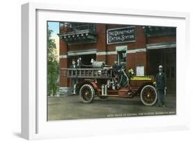 Rochester, Minnesota - Central Fire Station Exterior with Fire Truck-Lantern Press-Framed Art Print