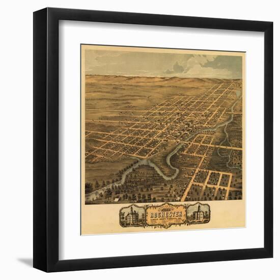 Rochester, Minnesota - Panoramic Map-Lantern Press-Framed Art Print