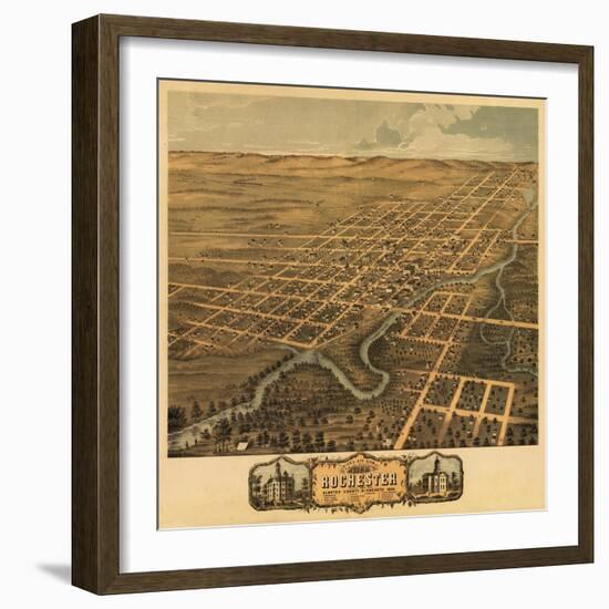 Rochester, Minnesota - Panoramic Map-Lantern Press-Framed Art Print