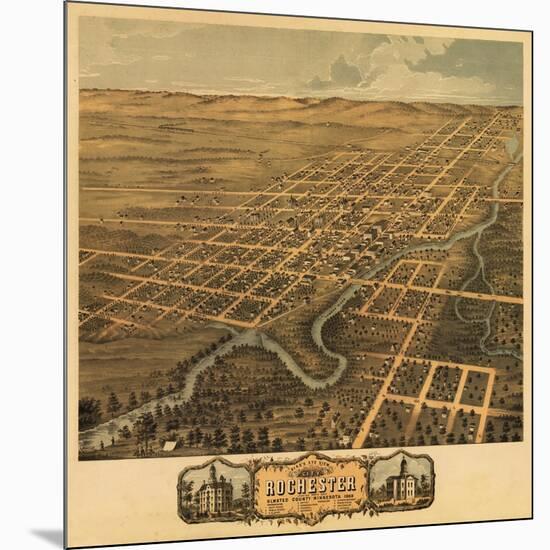 Rochester, Minnesota - Panoramic Map-Lantern Press-Mounted Art Print