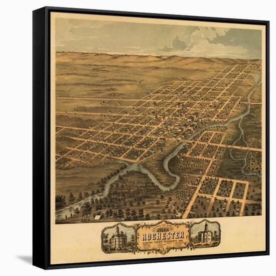 Rochester, Minnesota - Panoramic Map-Lantern Press-Framed Stretched Canvas