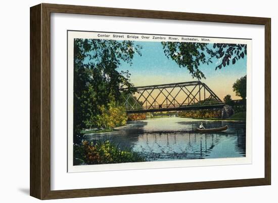 Rochester, Minnesota - View of the Center Street Bridge over the Zumbro River-Lantern Press-Framed Art Print
