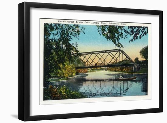 Rochester, Minnesota - View of the Center Street Bridge over the Zumbro River-Lantern Press-Framed Art Print