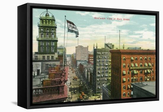 Rochester, New York - Aerial View of Main Street-Lantern Press-Framed Stretched Canvas