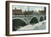 Rochester, New York - Court Street Bridge and Genesee at High Water View-Lantern Press-Framed Art Print