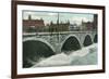 Rochester, New York - Court Street Bridge and Genesee at High Water View-Lantern Press-Framed Art Print