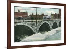 Rochester, New York - Court Street Bridge and Genesee at High Water View-Lantern Press-Framed Art Print