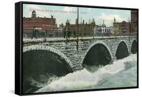 Rochester, New York - Court Street Bridge and Genesee at High Water View-Lantern Press-Framed Stretched Canvas