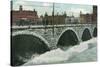 Rochester, New York - Court Street Bridge and Genesee at High Water View-Lantern Press-Stretched Canvas