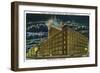 Rochester, New York - Eastman Kodak Office Bldg at Night-Lantern Press-Framed Art Print