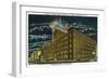 Rochester, New York - Eastman Kodak Office Bldg at Night-Lantern Press-Framed Art Print