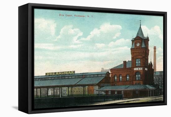 Rochester, New York - Eric Train Depot View-Lantern Press-Framed Stretched Canvas