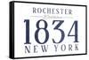 Rochester, New York - Established Date (Blue)-Lantern Press-Framed Stretched Canvas