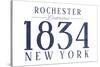 Rochester, New York - Established Date (Blue)-Lantern Press-Stretched Canvas