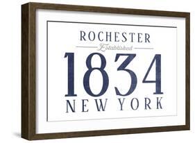 Rochester, New York - Established Date (Blue)-Lantern Press-Framed Art Print