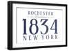 Rochester, New York - Established Date (Blue)-Lantern Press-Framed Art Print