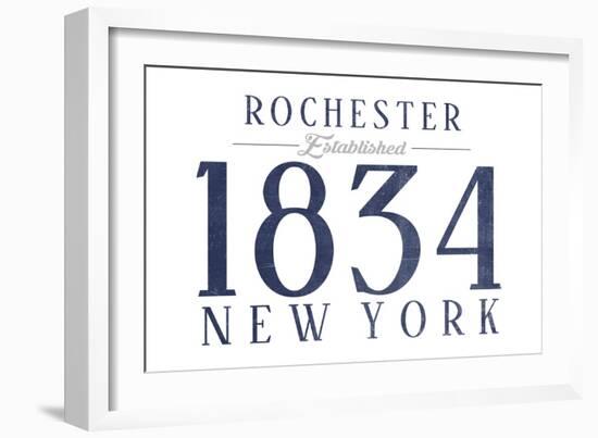 Rochester, New York - Established Date (Blue)-Lantern Press-Framed Art Print