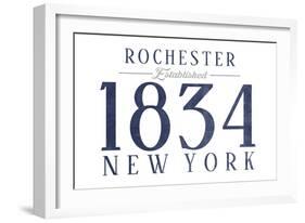 Rochester, New York - Established Date (Blue)-Lantern Press-Framed Art Print