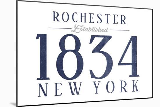 Rochester, New York - Established Date (Blue)-Lantern Press-Mounted Art Print