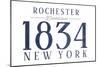 Rochester, New York - Established Date (Blue)-Lantern Press-Mounted Art Print