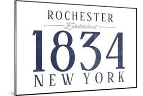 Rochester, New York - Established Date (Blue)-Lantern Press-Mounted Art Print