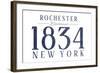 Rochester, New York - Established Date (Blue)-Lantern Press-Framed Art Print