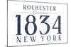 Rochester, New York - Established Date (Blue)-Lantern Press-Mounted Art Print