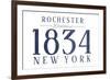 Rochester, New York - Established Date (Blue)-Lantern Press-Framed Premium Giclee Print