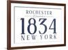 Rochester, New York - Established Date (Blue)-Lantern Press-Framed Premium Giclee Print